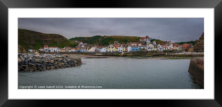 Staithes, UK, Panoramic view from the Harbour Framed Mounted Print by Lewis Gabell
