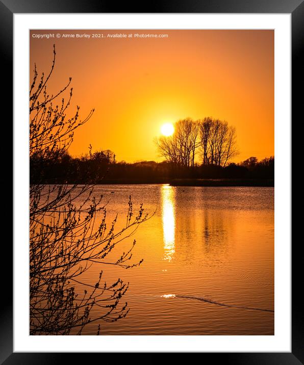 Lake at sunset Framed Mounted Print by Aimie Burley