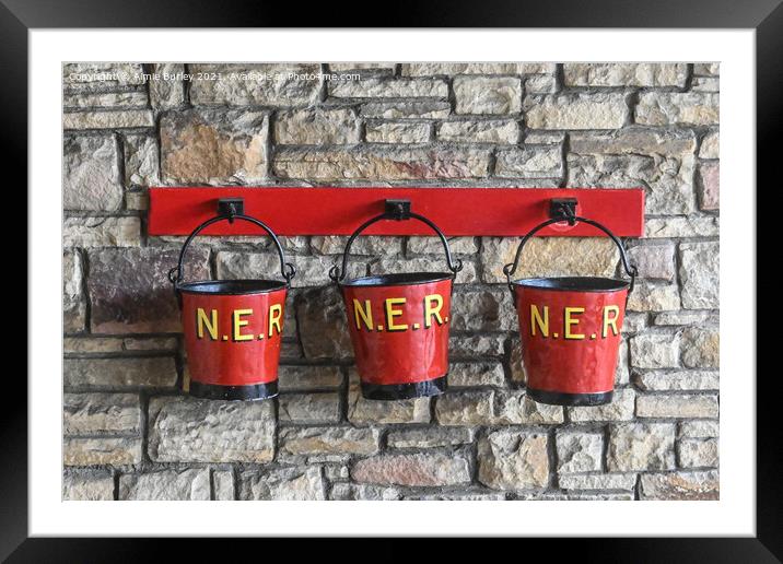 Retro Railway Fire Buckets Framed Mounted Print by Aimie Burley