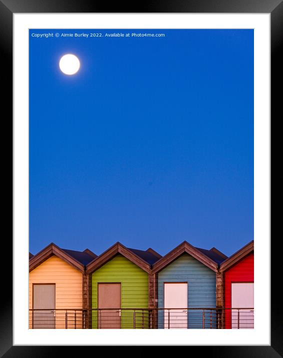 Beach Huts at Night Framed Mounted Print by Aimie Burley