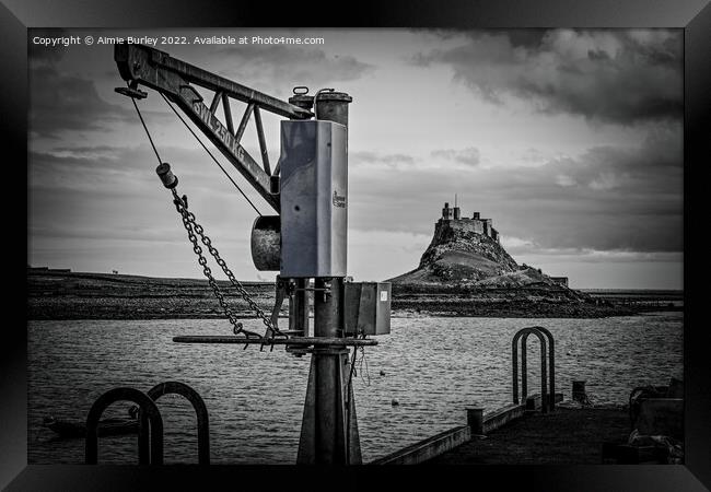 Holy Island Boat crane  Framed Print by Aimie Burley