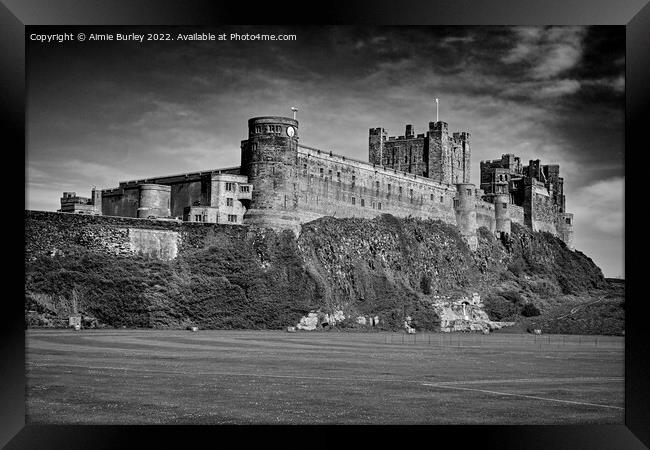 Bamburgh in black and white Framed Print by Aimie Burley
