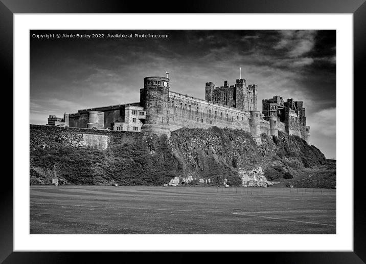 Bamburgh in black and white Framed Mounted Print by Aimie Burley