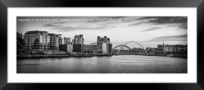 River Tyne's Monochrome Marvel Framed Mounted Print by Aimie Burley