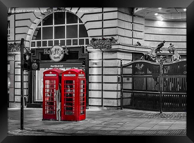 Iconic London Phone Boxes Framed Print by Aimie Burley