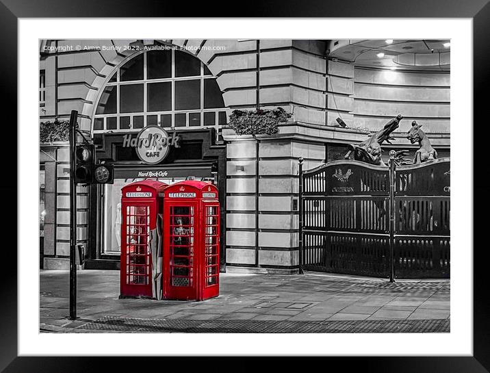 Iconic London Phone Boxes Framed Mounted Print by Aimie Burley