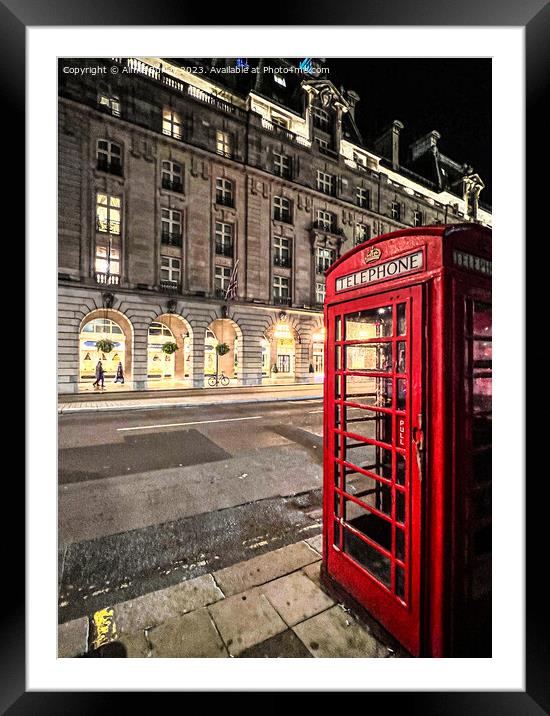 Iconic Red Phone Box at The Ritz Framed Mounted Print by Aimie Burley