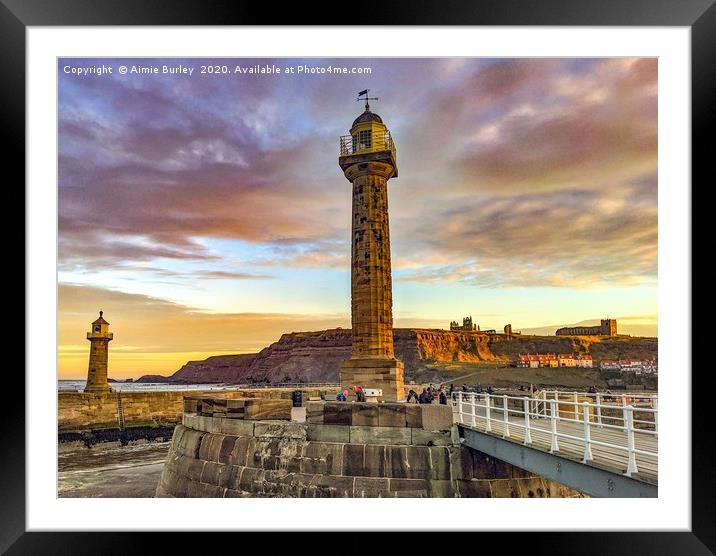 Whitby Lighthouse Framed Mounted Print by Aimie Burley