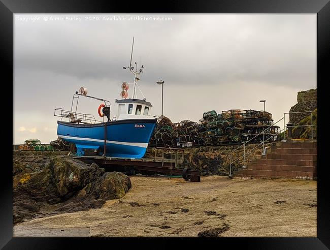 Fishing Boat in St Abbs Framed Print by Aimie Burley