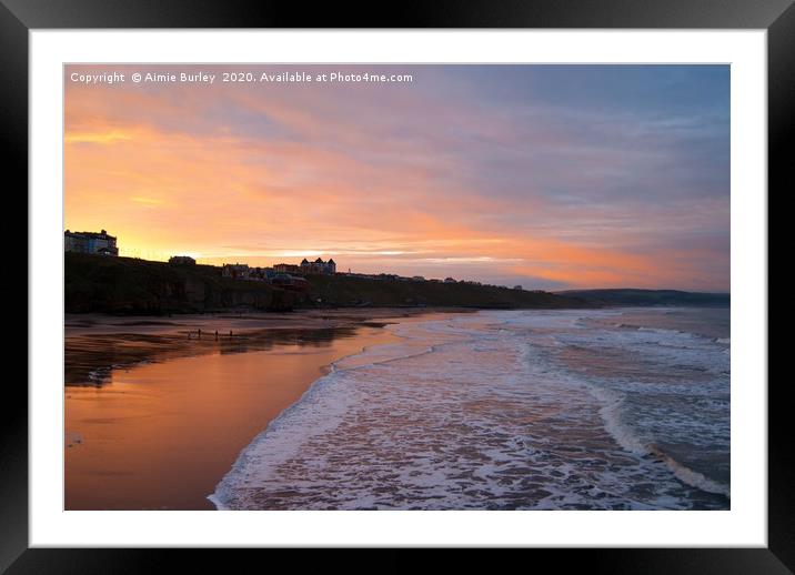 Whitby Beach at Sunset Framed Mounted Print by Aimie Burley