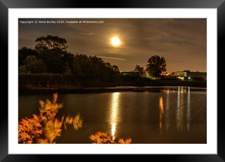 Golden moon over the lake Framed Mounted Print by Aimie Burley