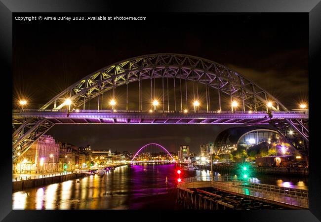 Newcastle Quayside by Night Framed Print by Aimie Burley