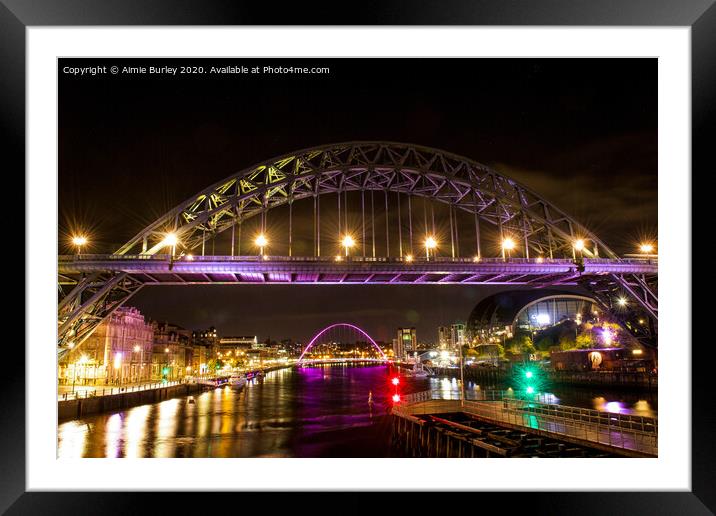 Newcastle Quayside by Night Framed Mounted Print by Aimie Burley
