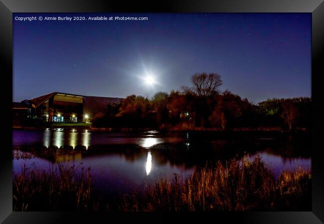 The Lakeside in the Moonlight  Framed Print by Aimie Burley