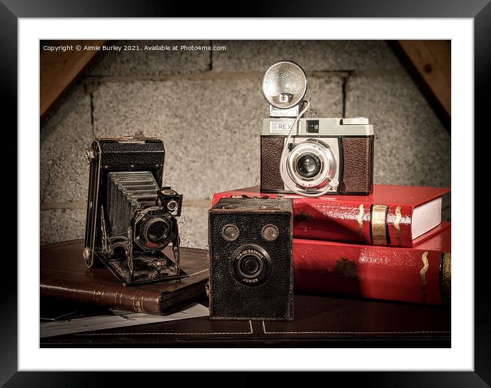 Vintage cameras  Framed Mounted Print by Aimie Burley