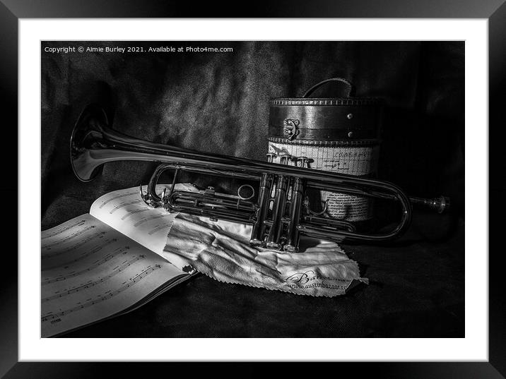 Trumpet still life  Framed Mounted Print by Aimie Burley