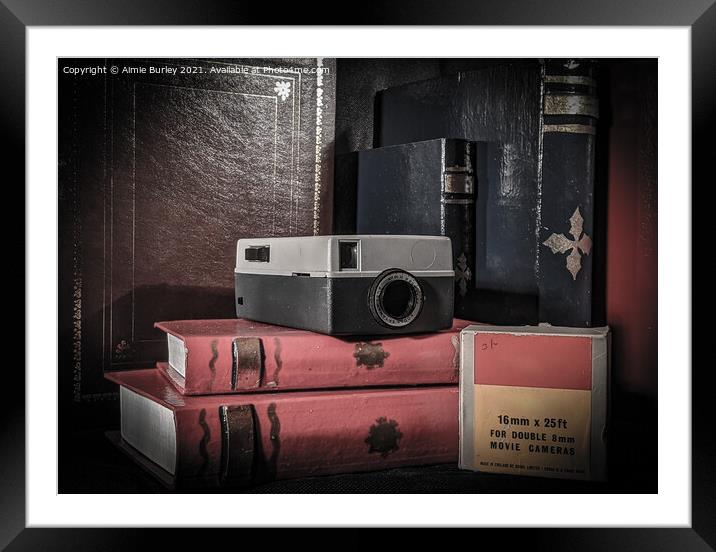 Retro Movie camera Framed Mounted Print by Aimie Burley