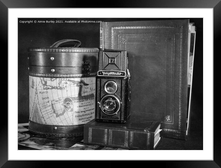 Retro camera still life  Framed Mounted Print by Aimie Burley