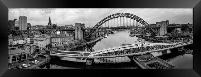 Newcastle Bridges panoramic  Framed Print by Aimie Burley