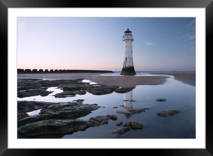 Perch Rock Lighthouse reflection, New Brighton Framed Mounted Print by Ann Goodall