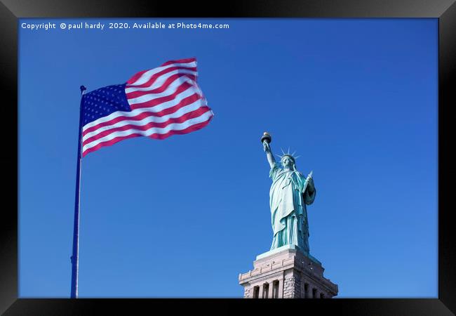 Statue of Liberty and the US Flag	 Framed Print by conceptual images