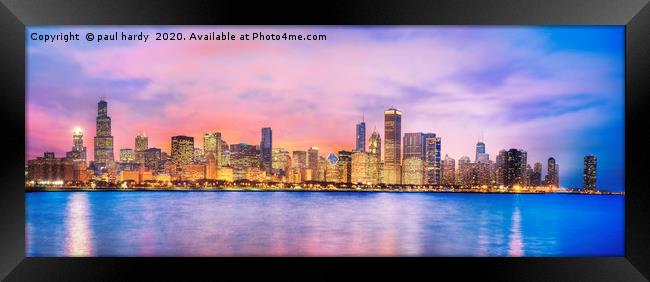 Panoramic image of Chicago skyline at dusk Framed Print by conceptual images