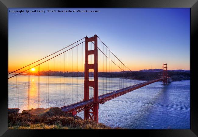 Sunrise over the golden gate bridge San Francisco  Framed Print by conceptual images