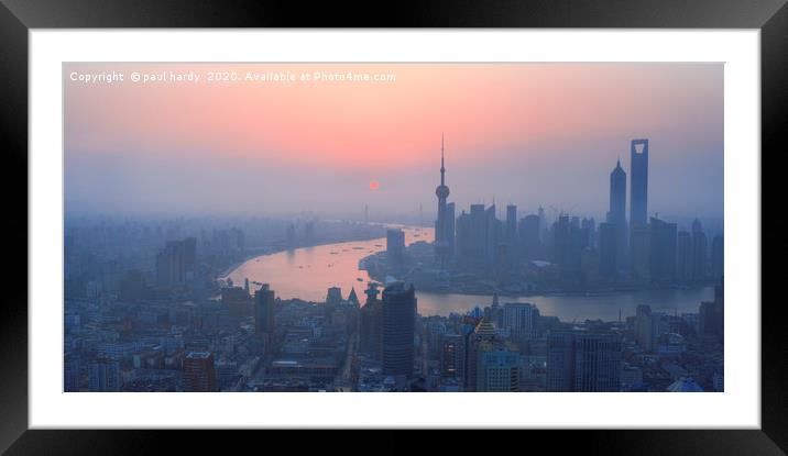 Elevated  View of Shanghai and the Bund at dawn  Framed Mounted Print by conceptual images