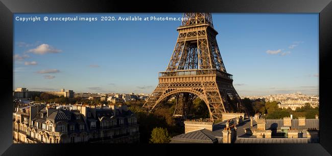 Panoramic view of the Eiffel Tower, Paris. France. Framed Print by conceptual images