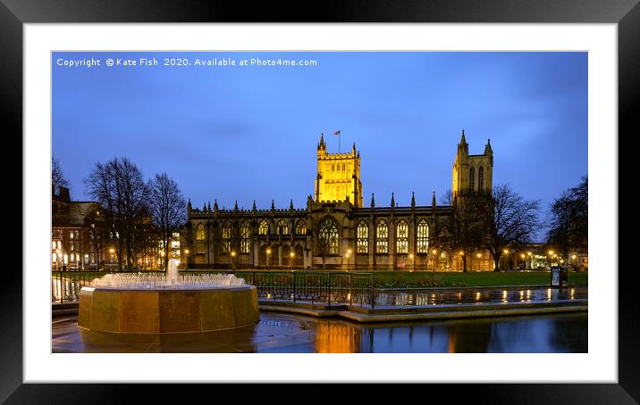 Bristol cathedral with fountain Framed Mounted Print by Kate Fish
