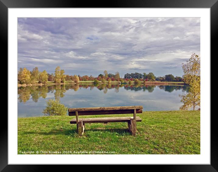Bench view Framed Mounted Print by Chris Brookes
