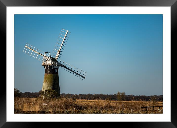 St Benets Drainage Mill on the River Thurne, Norfolk Framed Mounted Print by Chris Yaxley