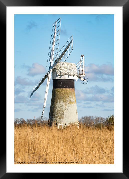 St Benets Drainage Mill, Thurne, Norfolk Framed Mounted Print by Chris Yaxley