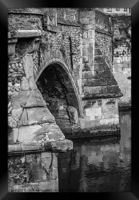 The historic Bishops Bridge, Norwich Framed Print by Chris Yaxley