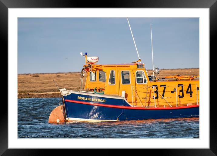 The Port of Wells RNLI lifeboat Framed Mounted Print by Chris Yaxley