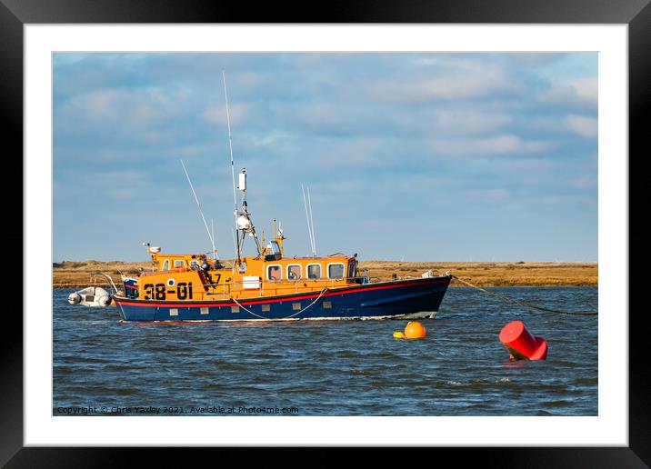 Port of Wells RNLI lifeboat, Norfolk Framed Mounted Print by Chris Yaxley