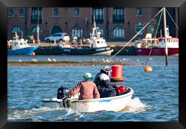 Motoring in to the Port of Wells-Next-The-Sea Framed Print by Chris Yaxley