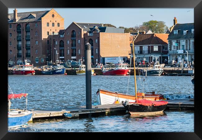 Wells-Next-The-Sea quayside on the North Norfolk coast Framed Print by Chris Yaxley