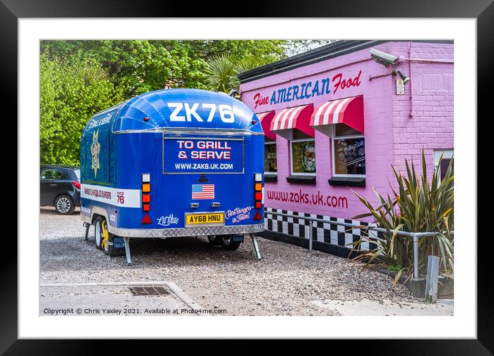 Zaks burger van and American diner, Norwich Framed Mounted Print by Chris Yaxley
