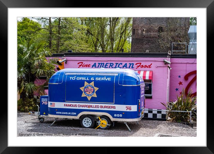 Zaks burger van and American diner, Norwich Framed Mounted Print by Chris Yaxley