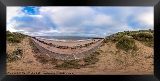 360 degree panorama of Cart Gap Beach on the Norfolk Coast Framed Print by Chris Yaxley