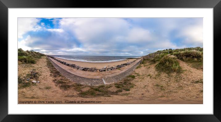 360 degree panorama of Cart Gap Beach on the Norfolk Coast Framed Mounted Print by Chris Yaxley