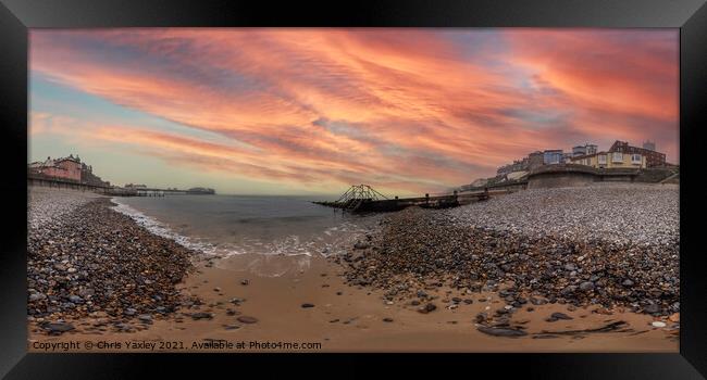 360 panorama of Cromer beach, Norfolk Framed Print by Chris Yaxley