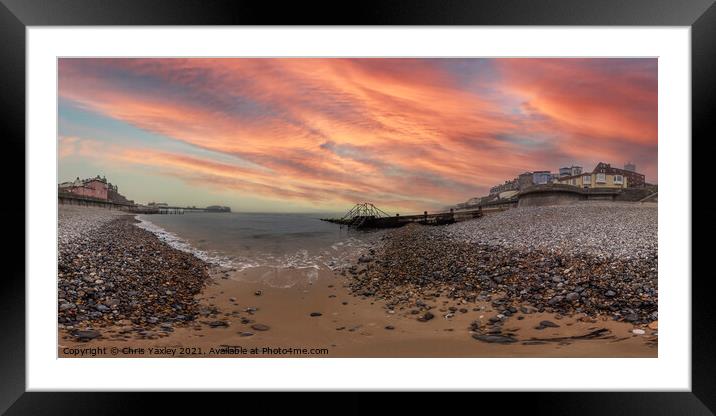 360 panorama of Cromer beach, Norfolk Framed Mounted Print by Chris Yaxley