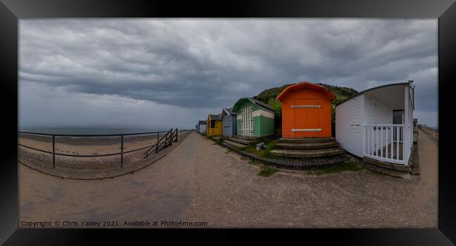 360 panorama of Cromer beach huts Framed Print by Chris Yaxley