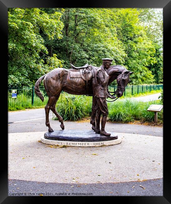 Soldier and war horse statue in Romsey Memorial Pak, Hampshire Framed Print by Chris Yaxley