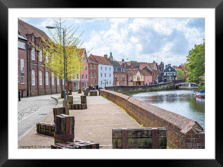 Quayside and the River Wensum, Norwich Framed Mounted Print by Chris Yaxley