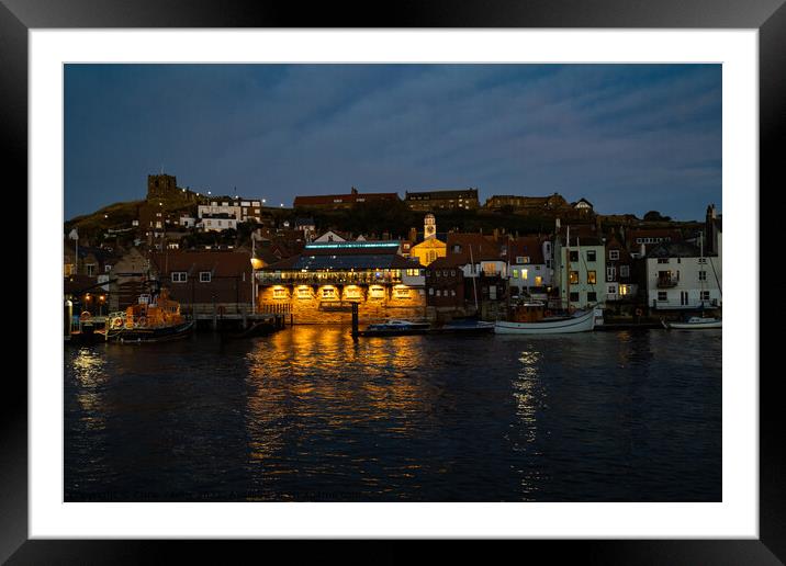 Whitby Harbour at dusk Framed Mounted Print by Chris Yaxley