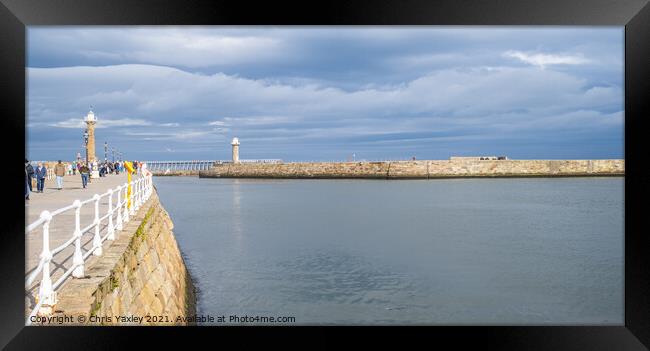 Whitby harbour in the autumn Framed Print by Chris Yaxley