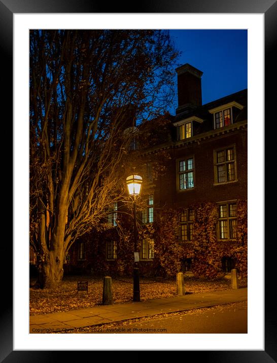 Victorian streetlight in the city of Cambridge Framed Mounted Print by Chris Yaxley